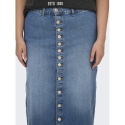 ONLY CARMAKOMA Irina Button Down Maxi Skirt - Medium Blue Denim