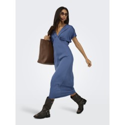 JDY Urba S/S Midi Satin Kjole - Vintage Indigo