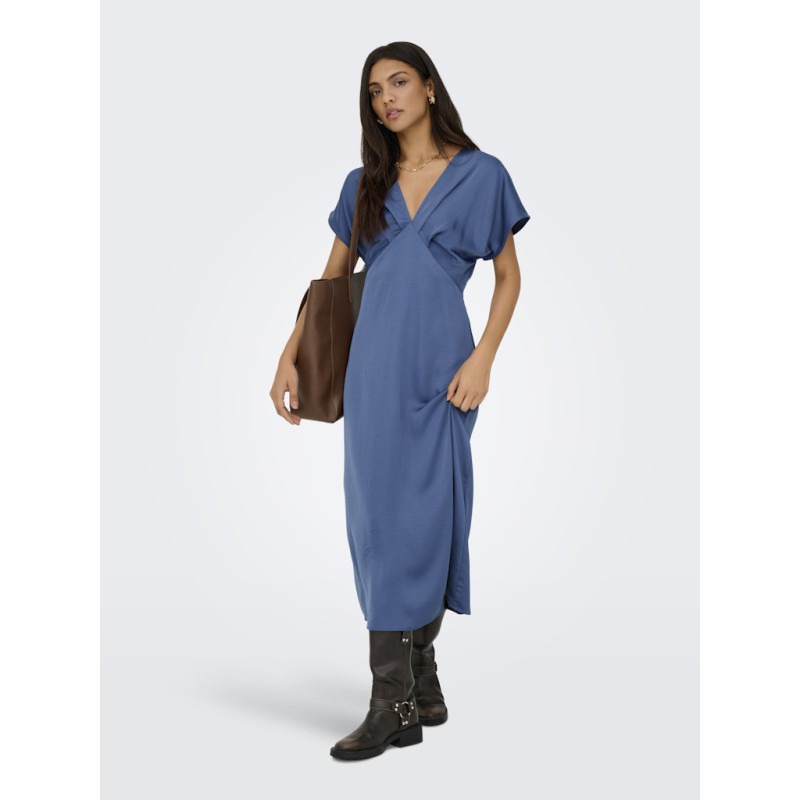 JDY Urba S/S Midi Satin Kjole - Vintage Indigo