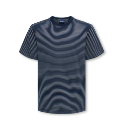 ONYL & SONS Junior Fred Stribet T-shirt - Navy Blazer