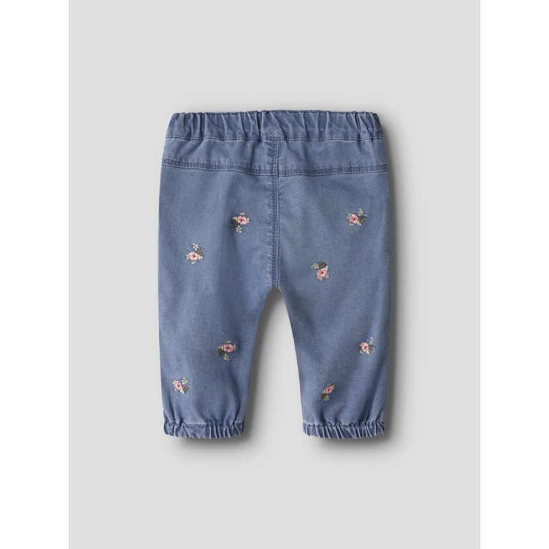 NAME IT BABY Rose Broderede Jeans 5321 - Medium Blue Denim / Flower