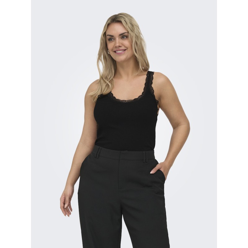 ONLY CARMAKOMA Sara Sahrai Lace Tank Top - Sort