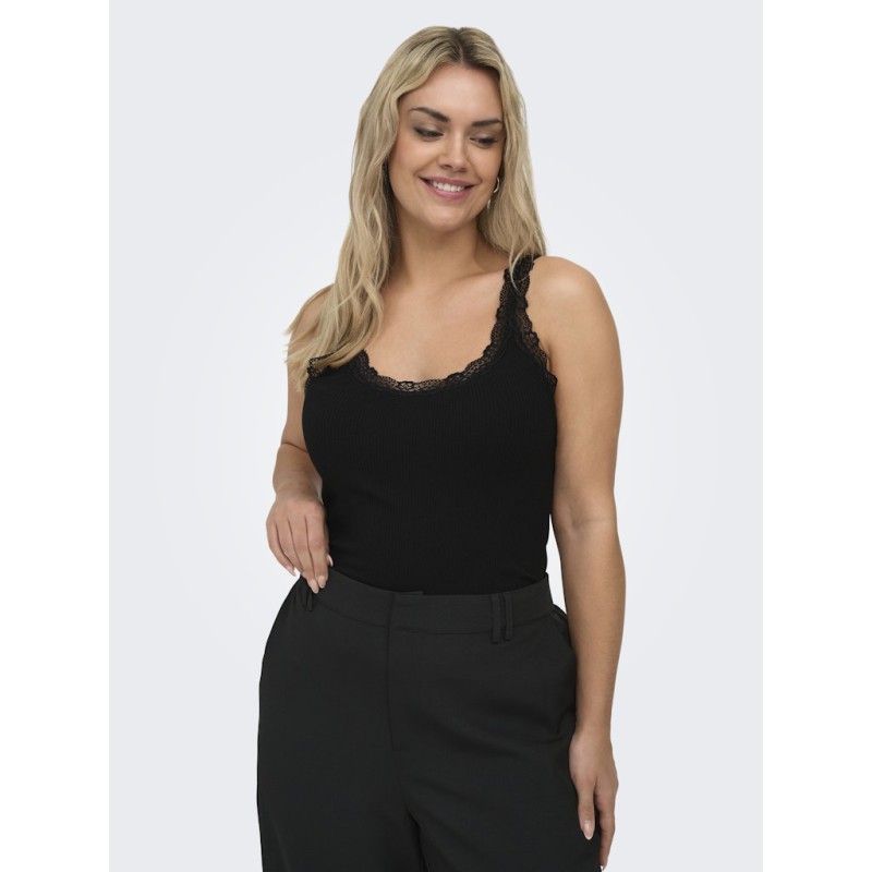 ONLY CARMAKOMA Sara Sahrai Lace Tank Top - Sort