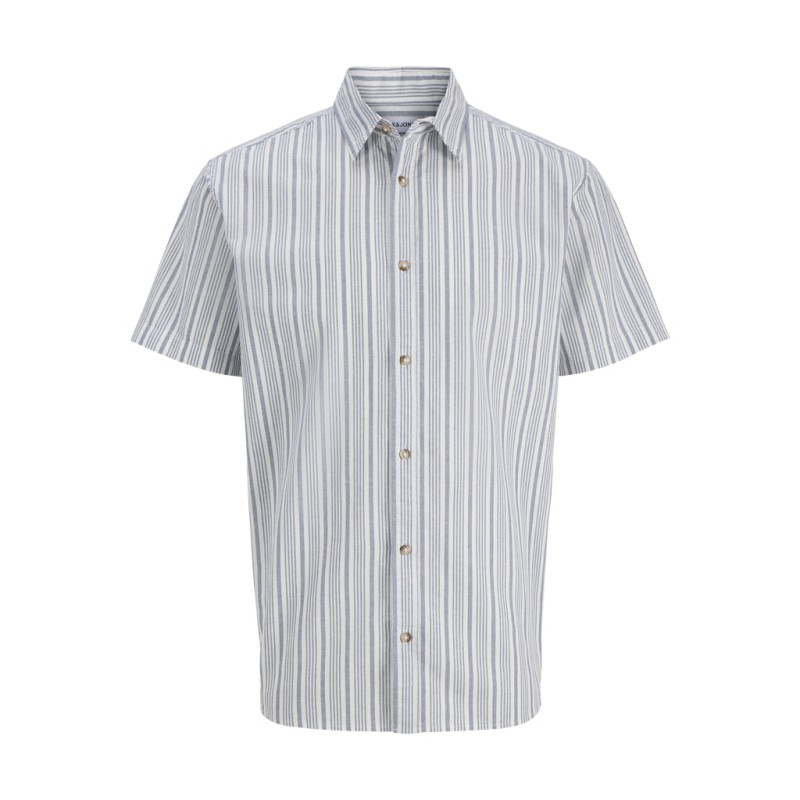 JACK & JONES Junior Chad Oxford Stribet S/S Skjorte - Ensign Blue
