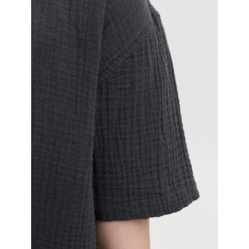 JACK & JONES Junior Nantucket Double Cloth S/S Skjorte - Sort