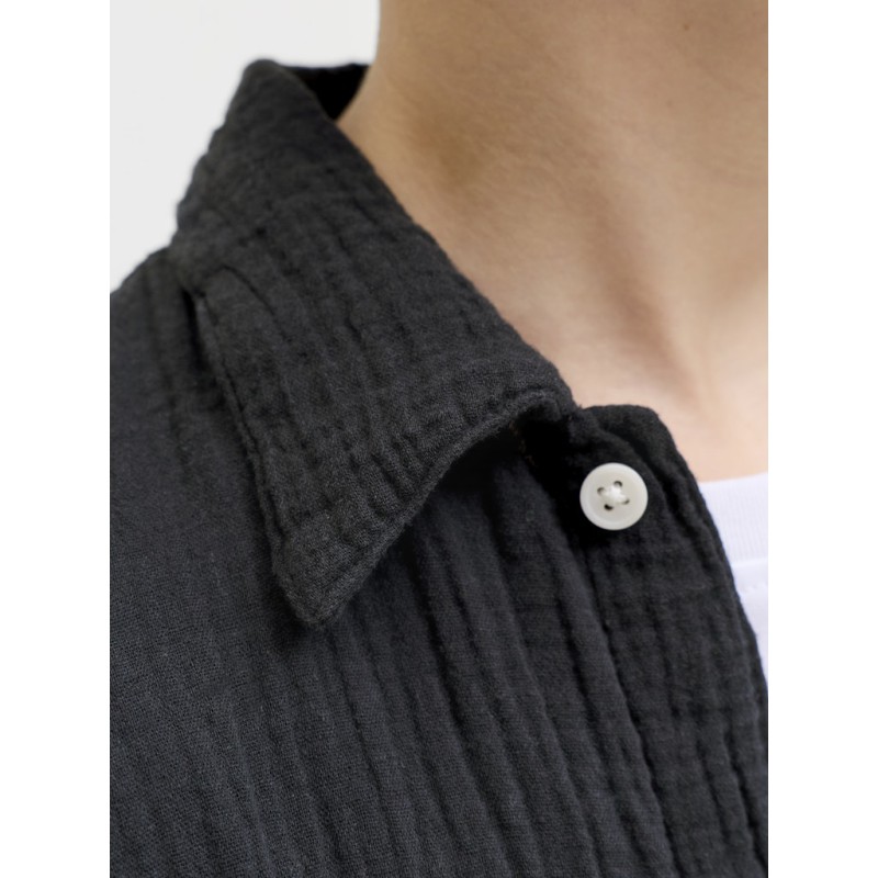 JACK & JONES Junior Nantucket Double Cloth S/S Skjorte - Sort