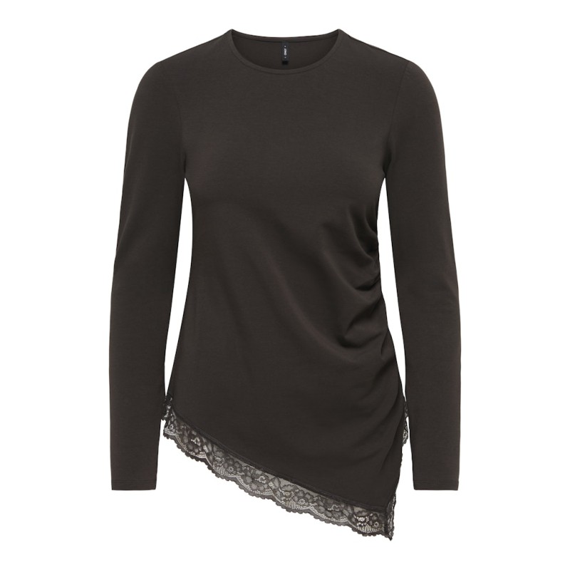 ONLY Live Love L/S Ruching Top - Chocolate Torte