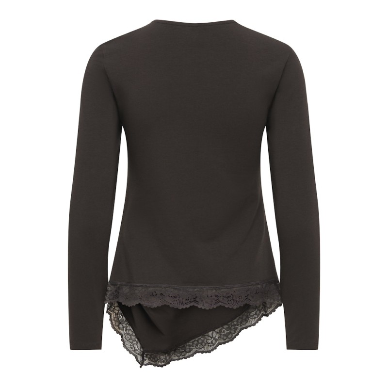 ONLY Live Love L/S Ruching Top - Chocolate Torte