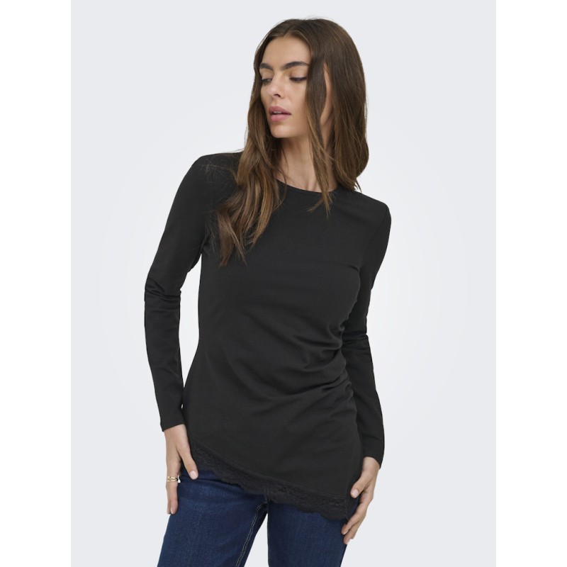 ONLY Live Love L/S Ruching Top - Sort
