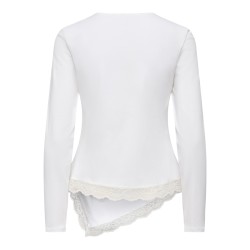 ONLY Live Love L/S Ruching Top - Cloud Dancer