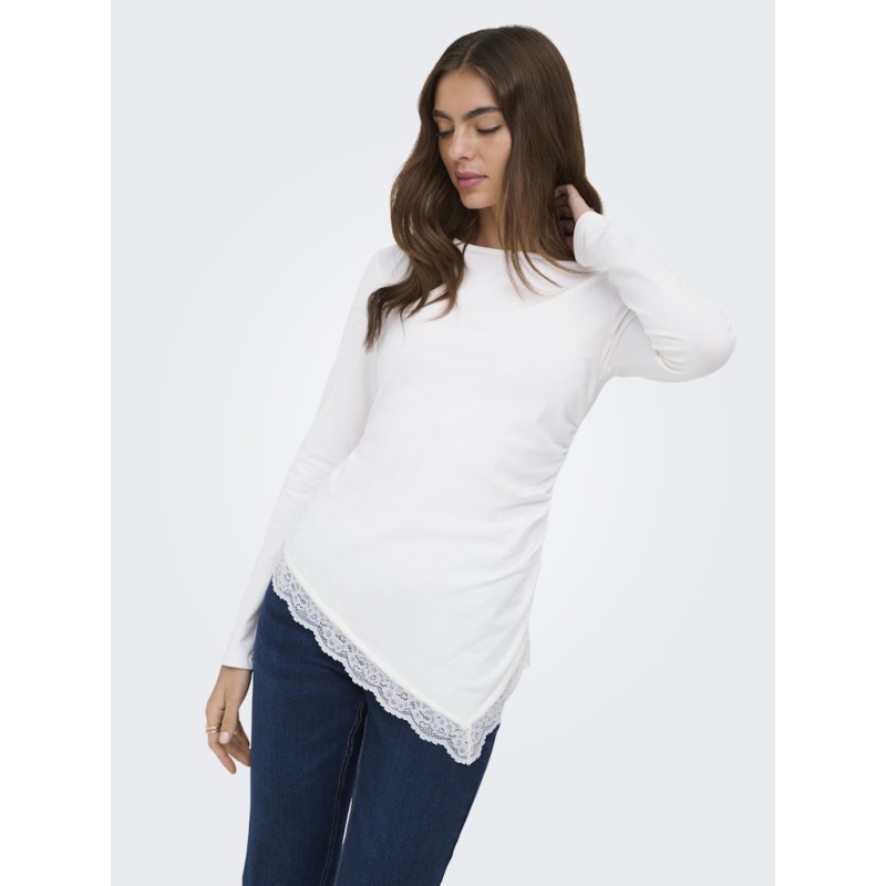 ONLY Live Love L/S Ruching Top - Cloud Dancer