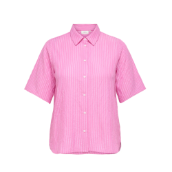 ONLY CARMAKOMA Dea S/S Stribet Skjorte - Wild Orchid