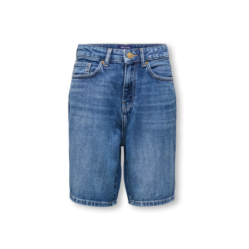 ONLY & SONS Fade Loose Denim Shorts - Medium Blue Denim