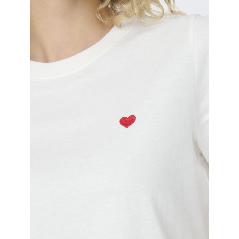 JDY Pisa S/S Print Top - Cloud Dancer / Bittersweet Heart