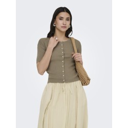 JDY Gaby 2/4 Perle Strik Cardigan - Greige