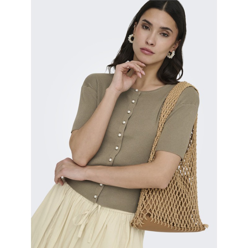 JDY Gaby 2/4 Perle Strik Cardigan - Greige