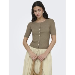 JDY Gaby 2/4 Perle Strik Cardigan - Greige