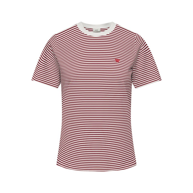 JDY Pisa S/S Print Top - Cloud Dancer / Rhubarb