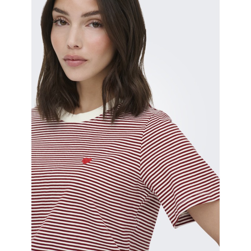 JDY Pisa S/S Print Top - Cloud Dancer / Rhubarb