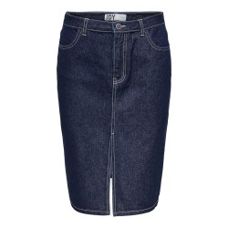 JDY Bella HW Midi Slit Nederdel - Dark Blue Denim