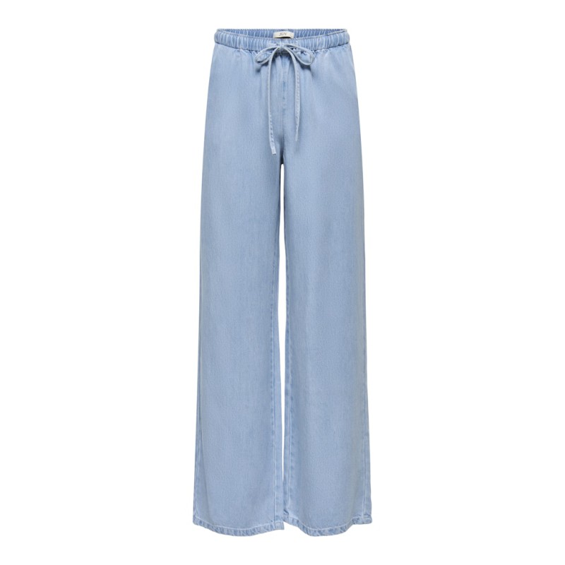 JDY Mira MW Brede Snøre Jeans - Light Blue Denim