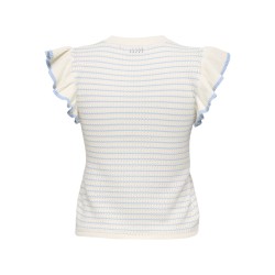 JDY Carice S/L Strik Top Med Flæser - Cloud Dancer / Powder Blue