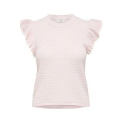 JDY Carice S/L Strik Top Med Flæser - Chalk Pink / Cloud Dancer