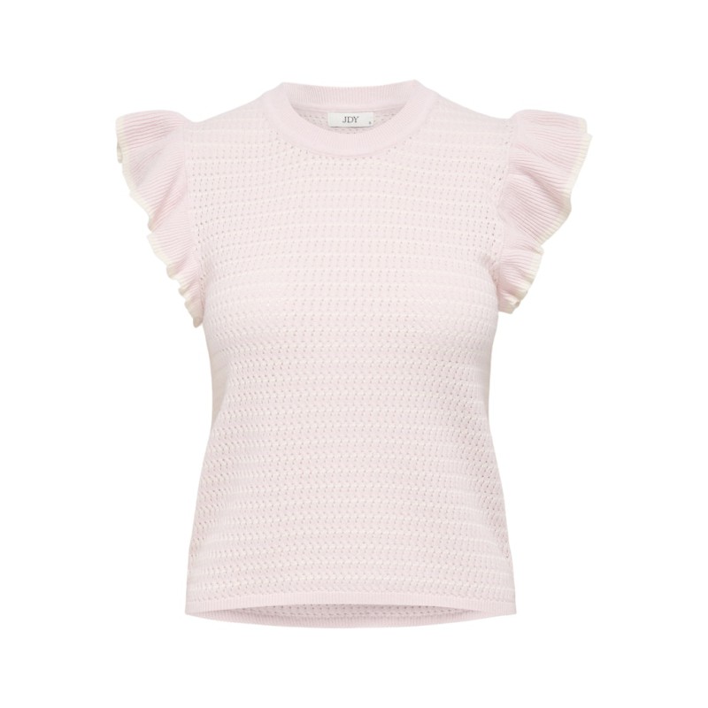 JDY Carice S/L Strik Top Med Flæser - Chalk Pink / Cloud Dancer
