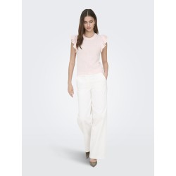 JDY Carice S/L Strik Top Med Flæser - Chalk Pink / Cloud Dancer
