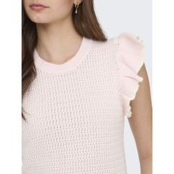 JDY Carice S/L Strik Top Med Flæser - Chalk Pink / Cloud Dancer