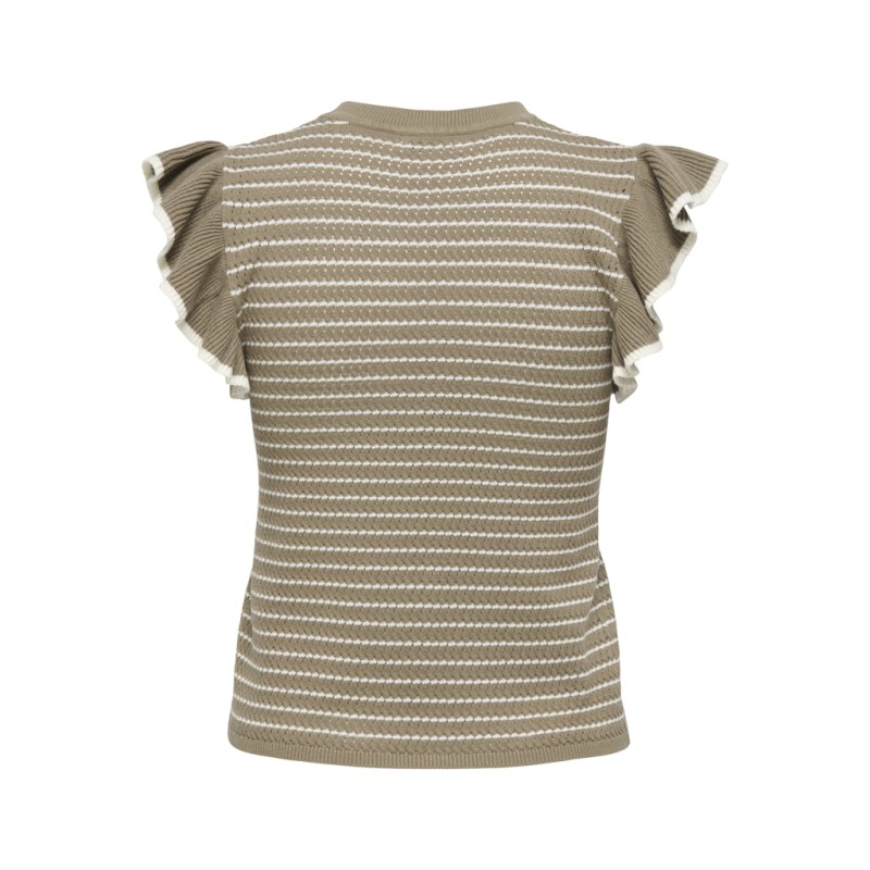 JDY Carice S/L Strik Top Med Flæser - Sepia Tint / Cloud Dancer