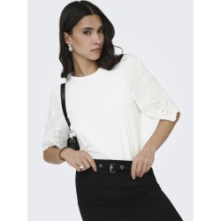 JDY Lair Blonde S/S Top - Cloud Dancer