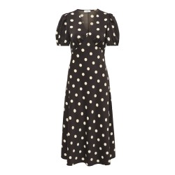 JDY Aya S/S Midi Dots Kjole - Chocolate Torte / Whitecap Gray