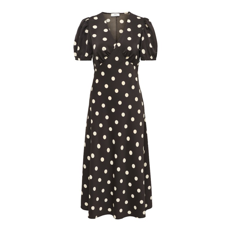 JDY Aya S/S Midi Dots Kjole - Chocolate Torte / Whitecap Gray