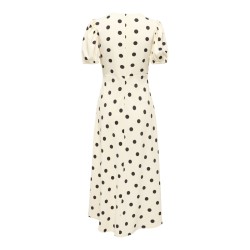 JDY Aya S/S Midi Dots Kjole - Whitecap Gray / Chocolate Torte