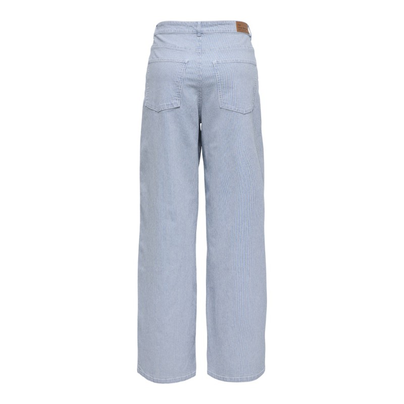 ONLY Rine MW Brede Stribet Bukser - Light Blue Denim