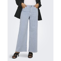 ONLY Rine MW Brede Stribet Bukser - Light Blue Denim