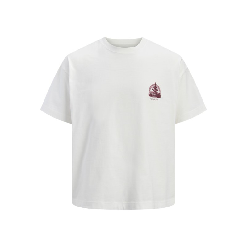 JACK & JONES Maine S/S bag Print T-shirt - Cloud Dancer