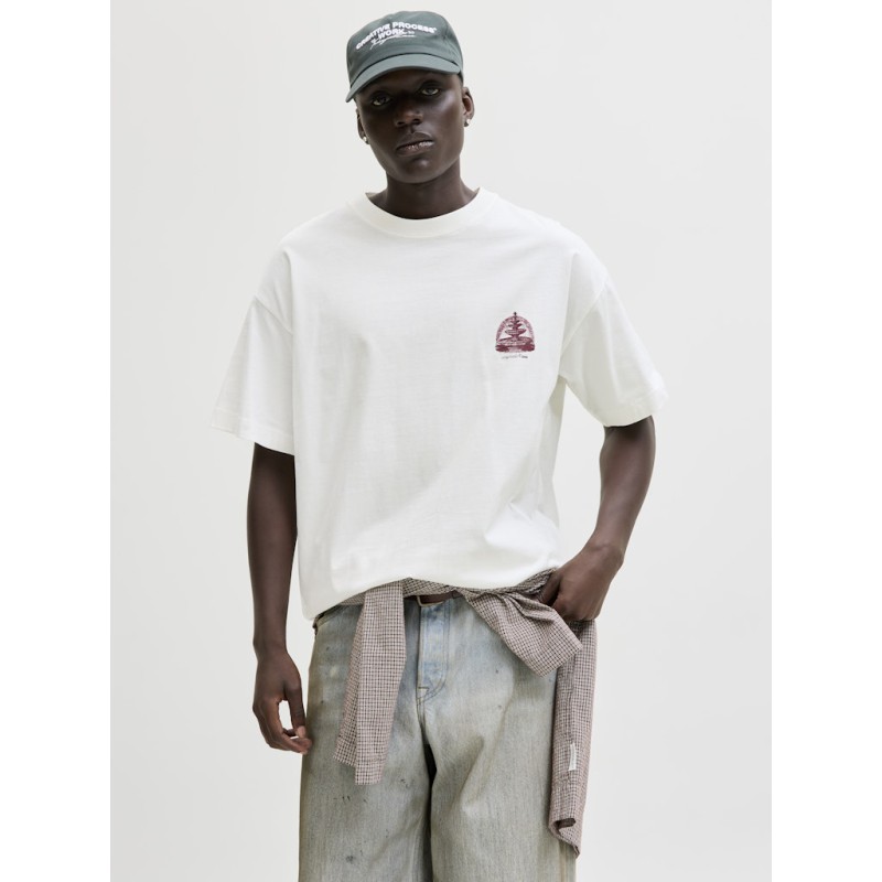 JACK & JONES Maine S/S bag Print T-shirt - Cloud Dancer