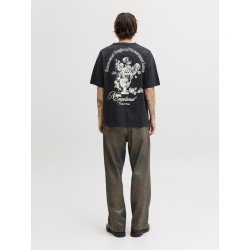 JACK & JONES Maine S/S bag Print T-shirt - Sort