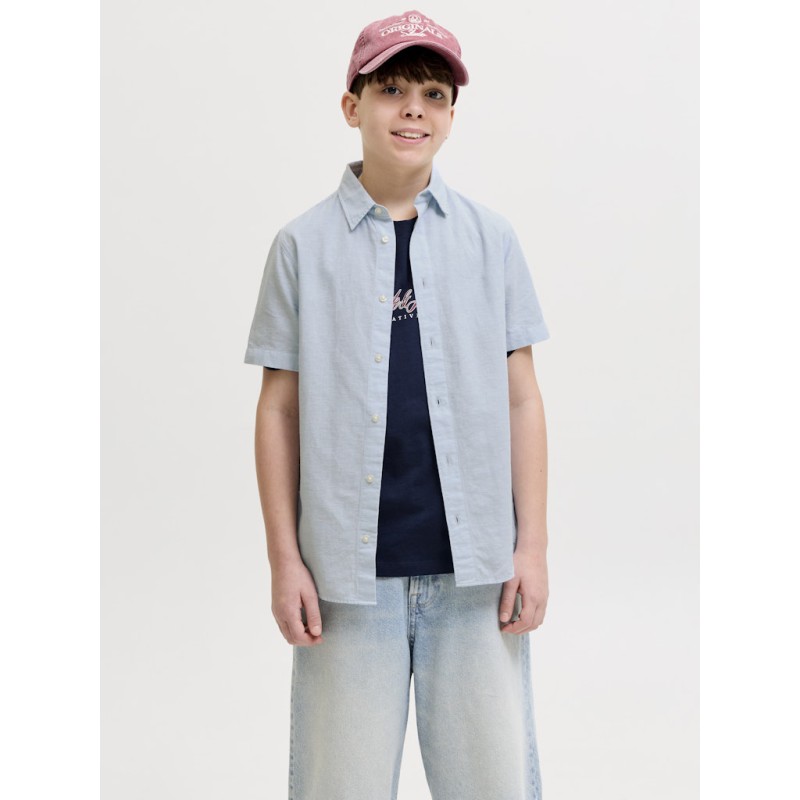 JACK & JONES Junior Breeze Hør S/S Skjorte - Celestial Blue