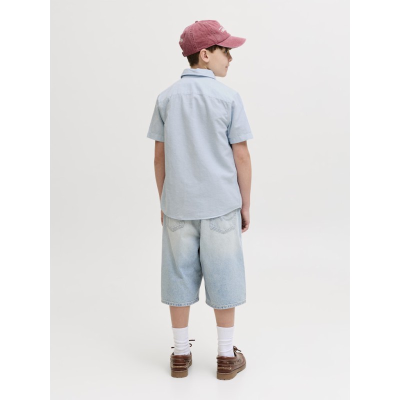 JACK & JONES Junior Breeze Hør S/S Skjorte - Celestial Blue