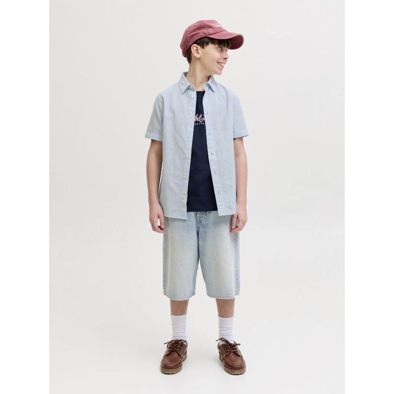 JACK & JONES Junior Breeze Hør S/S Skjorte - Celestial Blue