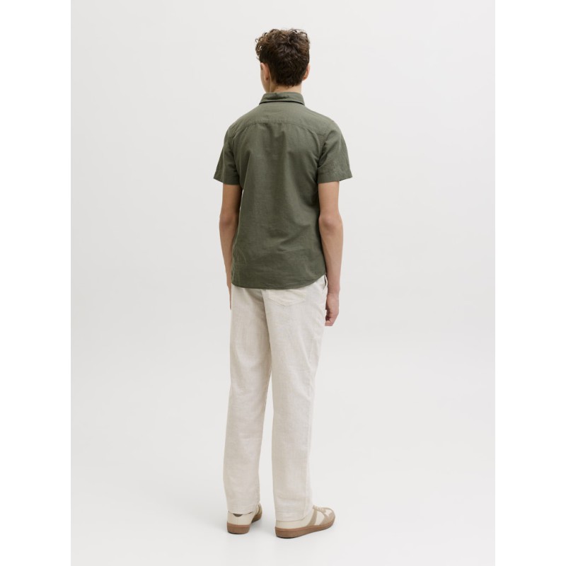 JACK & JONES Junior Breeze Hør S/S Skjorte - Dusty Olive