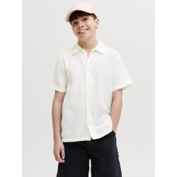 JACK & JONES Junior Nantucket Double Cloth S/S Skjorte - Cloud Dancer
