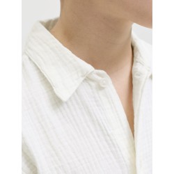 JACK & JONES Junior Nantucket Double Cloth S/S Skjorte - Cloud Dancer