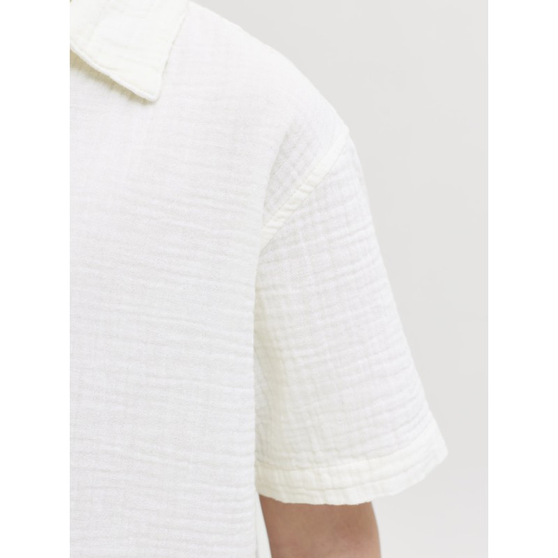 JACK & JONES Junior Nantucket Double Cloth S/S Skjorte - Cloud Dancer