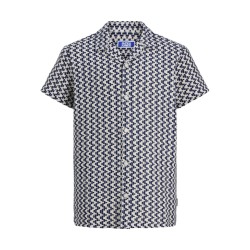 JACK & JONES Junior Montauk Crochet S/S Skjorte - Sky Captain