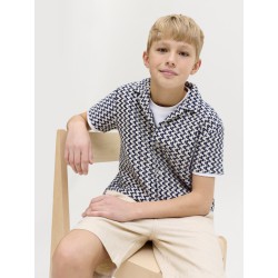 JACK & JONES Junior Montauk Crochet S/S Skjorte - Sky Captain