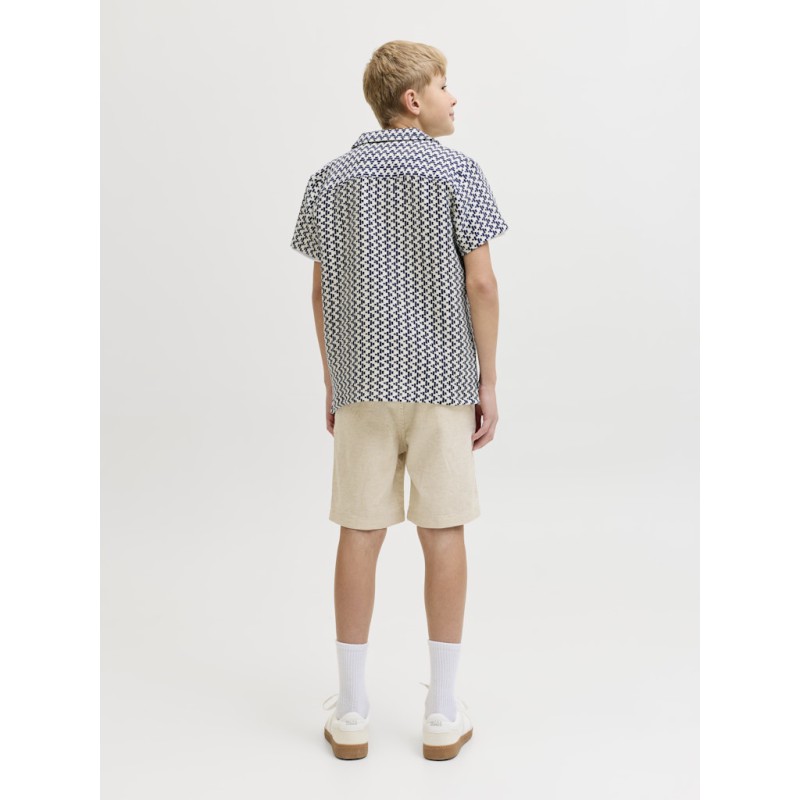 JACK & JONES Junior Montauk Crochet S/S Skjorte - Sky Captain